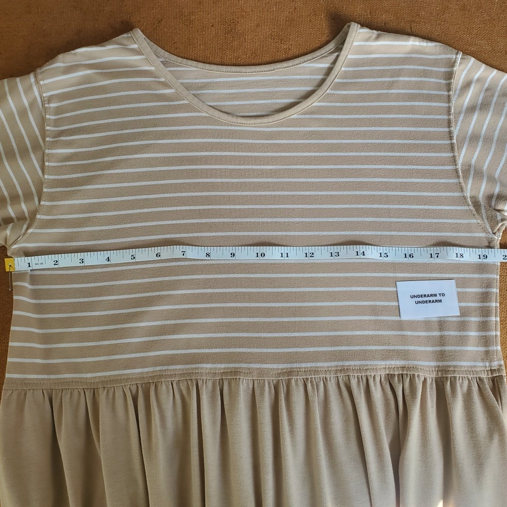 Womens Midi Dress Size L Pockets Short Sleeves Pullover Cottagecore Peasant Boho - Picture 6 of 14